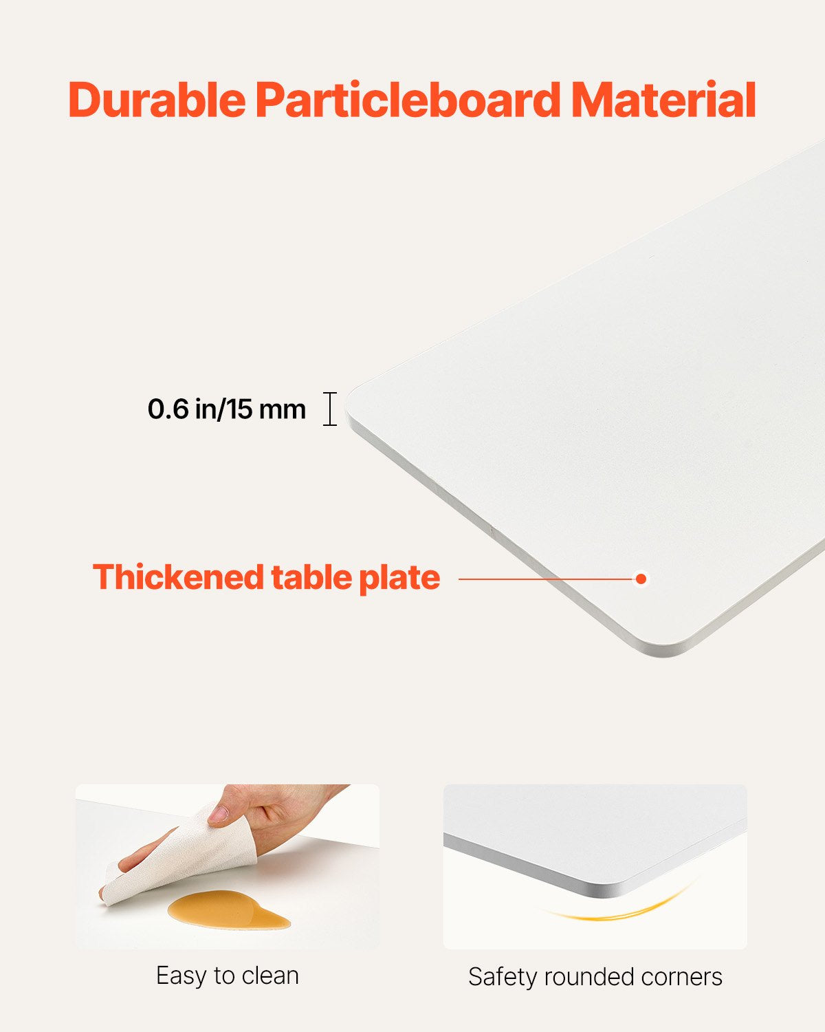 VEVOR Overbed Table, Mobile Bed Side Table with 4 Hidden Wheels, Height Adjustable Rolling Laptop Desk with Cup Holder, Portable Particleboard Over Bed Desk for Home, Office, Study, White - CSZGXDZZCSPBL8D3V001V0 - view 7