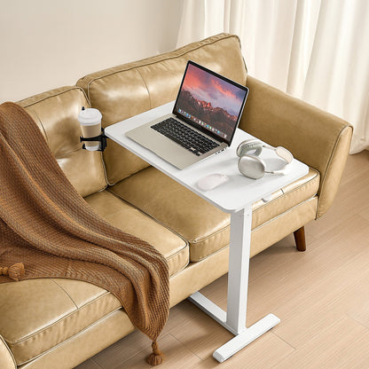 VEVOR Overbed Table, Mobile Bed Side Table with 4 Hidden Wheels, Height Adjustable Rolling Laptop Desk with Cup Holder, Portable Particleboard Over Bed Desk for Home, Office, Study, White - CSZGXDZZCSPBL8D3V001V0 - view 9