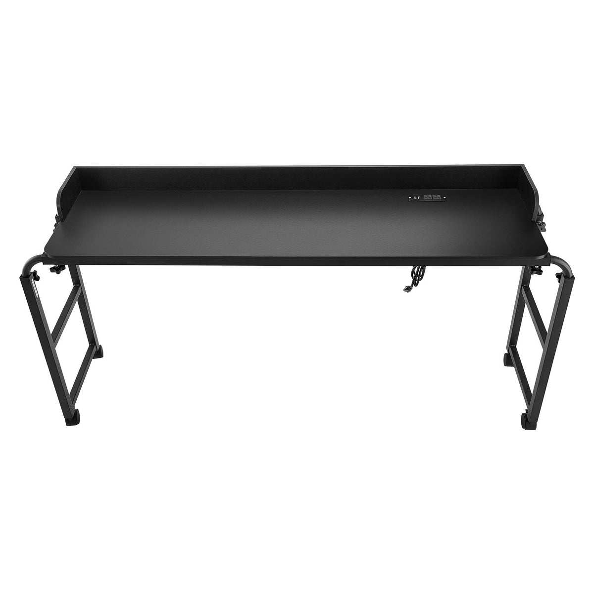 VEVOR Overbed Table, Mobile Bed Side Table with 4 Wheels (2 with Brakes) and Power Socket, Height Adjustable Rolling Laptop Desk, Portable Particleboard Over Bed Desk for Home, Office, Study, Black - CSZHKSPBWXLS5MFG8001V1 - view 10