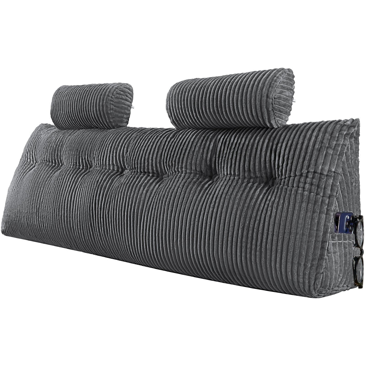 VEVOR Headboard Pillow, King Size Wedge Headboard Pillow with 2 Side Pockets and 2 Headrests, Bed Wedge Pillow with Washable Flannel Cloth, for Reading, Gaming, Resting, Working in Bed, Grey - CTBZKINGCCHS803KE001V0 - view 1
