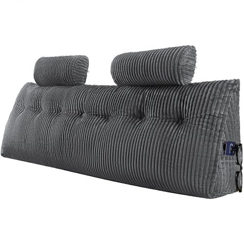 VEVOR Headboard Pillow, King Size Wedge Headboard Pillow with 2 Side Pockets and 2 Headrests, Bed Wedge Pillow with Washable Flannel Cloth, for Reading, Gaming, Resting, Working in Bed, Grey - CTBZKINGCCHS803KE001V0 - view 2