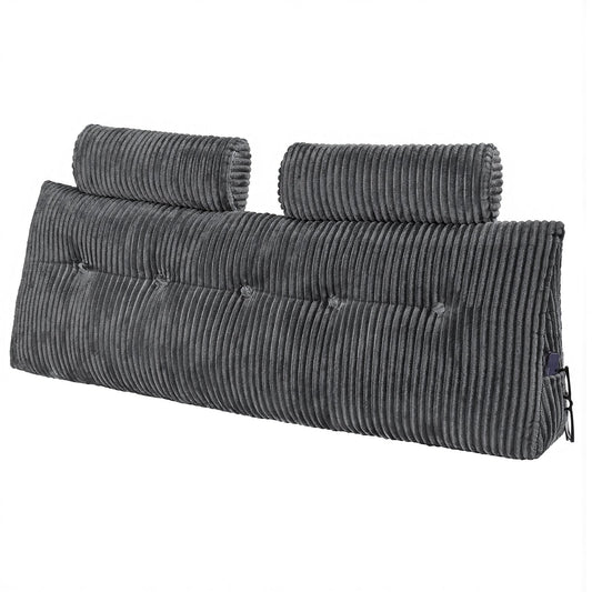 VEVOR Headboard Pillow, Queen Size Wedge Headboard Pillow with 2 Side Pockets and 2 Headrests, Bed Wedge Pillow with Washable Flannel Cloth, for Reading, Gaming, Resting, Working in Bed, Grey - CTBZQUEENCCH6OBPH001V0 - view 1