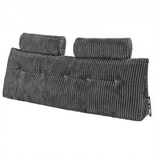 VEVOR Headboard Pillow, Queen Size Wedge Headboard Pillow with 2 Side Pockets and 2 Headrests, Bed Wedge Pillow with Washable Flannel Cloth, for Reading, Gaming, Resting, Working in Bed, Grey - CTBZQUEENCCH6OBPH001V0 - view 2