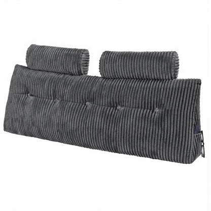 VEVOR Headboard Pillow, Queen Size Wedge Headboard Pillow with 2 Side Pockets and 2 Headrests, Bed Wedge Pillow with Washable Flannel Cloth, for Reading, Gaming, Resting, Working in Bed, Grey - CTBZQUEENCCH6OBPH001V0 - view 2