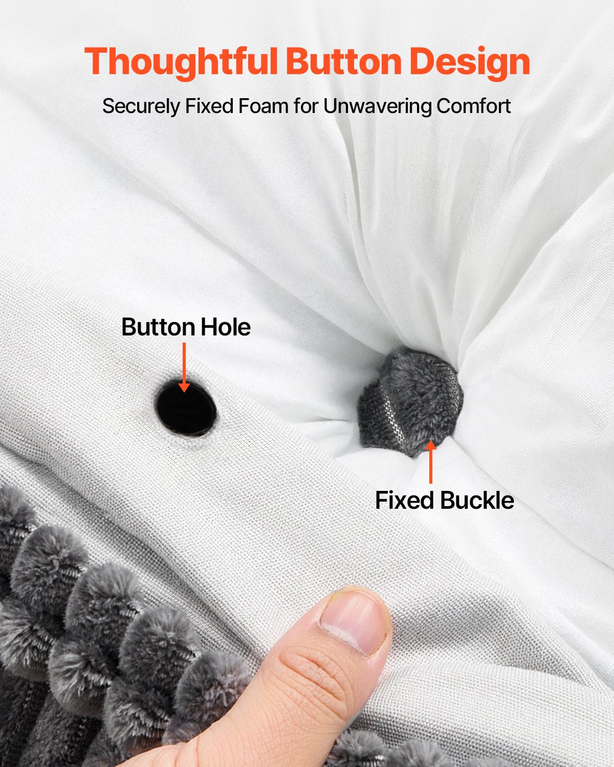 VEVOR Headboard Pillow, Queen Size Wedge Headboard Pillow with 2 Side Pockets and 2 Headrests, Bed Wedge Pillow with Washable Flannel Cloth, for Reading, Gaming, Resting, Working in Bed, Grey - CTBZQUEENCCH6OBPH001V0 - view 6