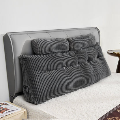 VEVOR Headboard Pillow, Queen Size Wedge Headboard Pillow with 2 Side Pockets and 2 Headrests, Bed Wedge Pillow with Washable Flannel Cloth, for Reading, Gaming, Resting, Working in Bed, Grey - CTBZQUEENCCH6OBPH001V0 - view 9