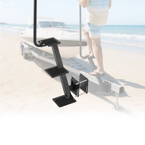VEVOR Boat Trailer Steps, 3-Step, Heavy-Duty Boat Trailer Steps with Handle, Non-Slip Surface, 3 Mounting Angle Options, Carbon Steel Ladder Suitable for 3" x 3"/3" x 5"/4" x 4" Frame, Side Mounting - CTCBTSJBTCMAFGE6A001V0 - view 2