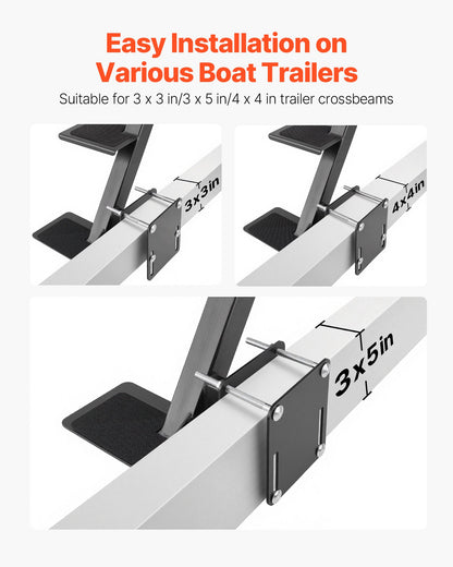 VEVOR Boat Trailer Steps, 3-Step, Heavy-Duty Boat Trailer Steps with Handle, Non-Slip Surface, 3 Mounting Angle Options, Carbon Steel Ladder Suitable for 3" x 3"/3" x 5"/4" x 4" Frame, Side Mounting - CTCBTSJBTCMAFGE6A001V0 - view 6