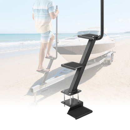 VEVOR Boat Trailer Steps, 3-Step, Heavy-Duty Boat Trailer Steps with Handle, Non-Slip Surface, 3 Mounting Angle Options, Carbon Steel Ladder Suitable for 3" x 3"/3" x 5"/4" x 4" Frame, Bottom Mounting - CTCBTSJBTDBAQLH5A001V0 - view 1