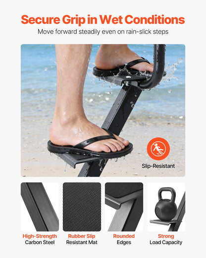VEVOR Boat Trailer Steps, 3-Step, Heavy-Duty Boat Trailer Steps with Handle, Non-Slip Surface, 3 Mounting Angle Options, Carbon Steel Ladder Suitable for 3" x 3"/3" x 5"/4" x 4" Frame, Bottom Mounting - CTCBTSJBTDBAQLH5A001V0 - view 5
