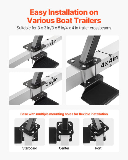 VEVOR Boat Trailer Steps, 3-Step, Heavy-Duty Boat Trailer Steps with Handle, Non-Slip Surface, 3 Mounting Angle Options, Carbon Steel Ladder Suitable for 3" x 3"/3" x 5"/4" x 4" Frame, Bottom Mounting - CTCBTSJBTDBAQLH5A001V0 - view 6