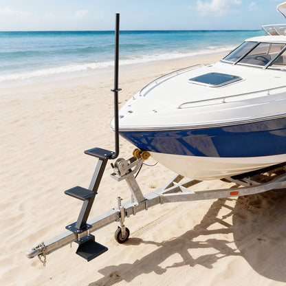 VEVOR Boat Trailer Steps, 3-Step, Heavy-Duty Boat Trailer Steps with Handle, Non-Slip Surface, 3 Mounting Angle Options, Carbon Steel Ladder Suitable for 3" x 3"/3" x 5"/4" x 4" Frame, Bottom Mounting - CTCBTSJBTDBAQLH5A001V0 - view 9