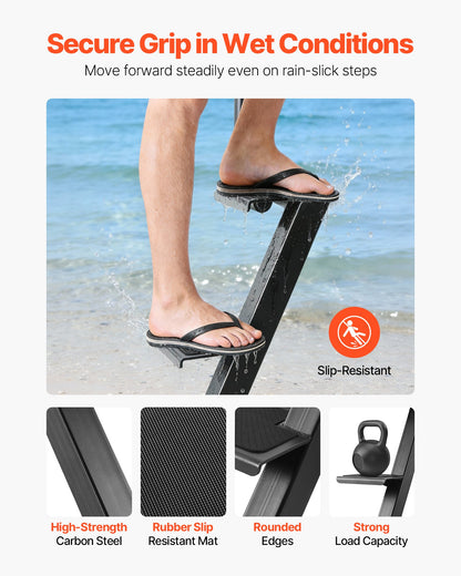 VEVOR Boat Trailer Steps, 4-Step, Heavy-Duty Boat Trailer Steps with Handle, Non-Slip Surface, 3 Mounting Angle Options, Carbon Steel Ladder Suitable for 3" x 3"/3" x 5"/4" x 4" Frame, Bottom Mounting - CTCBTSJBTDBARWF2C001V0 - view 5