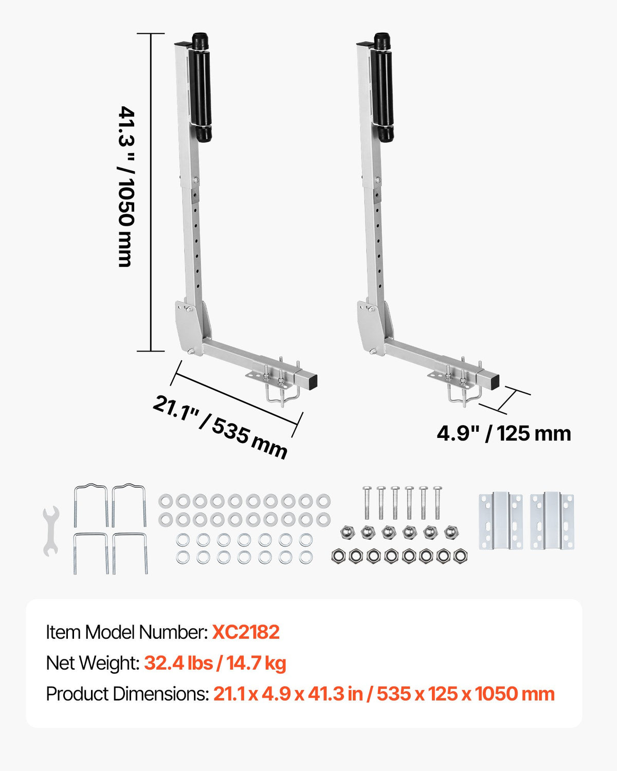 VEVOR Boat Trailer Guides, 27.6-41.3 in Height Adjustable Trailers Guide, 2PCS Thickened High-Duty Trailer Guide-Ons with Smooth Roller Guidance, for Over 16 in Larger Fishing Boats, Runabout Boats - CTCDGCK28740138GT001V0 - view 8