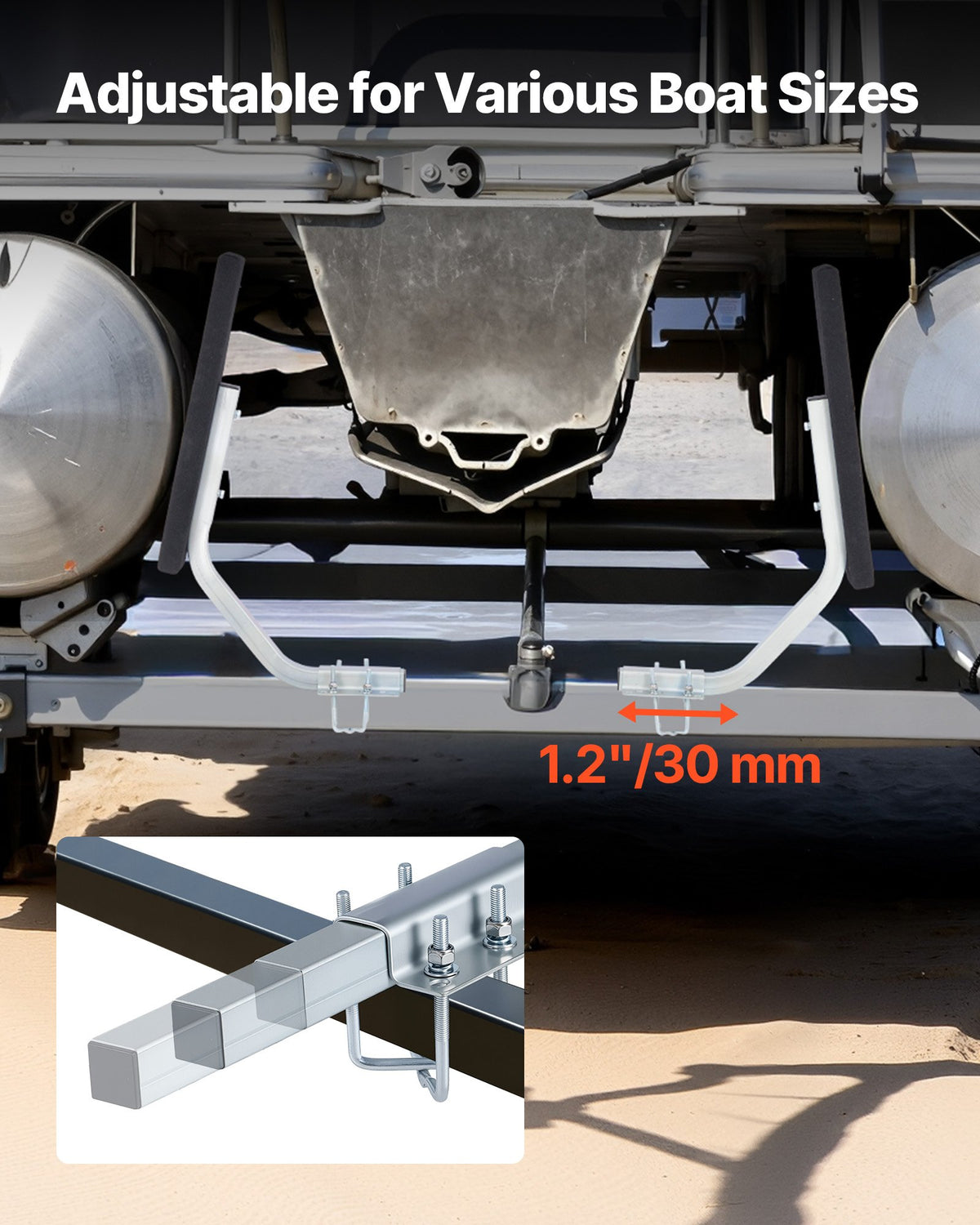 VEVOR Boat Trailer Guides, 1.2 in Adjustable Width Trailers Guide, 2PCS High-Hardness Steel Trailer Guide-Ons with Thick Support Pads, Fits L-Beam, Box or C-Channel Bunk-Style Pontoon Trailers - CTCDGCX24INCCMOSA001V0 - view 4
