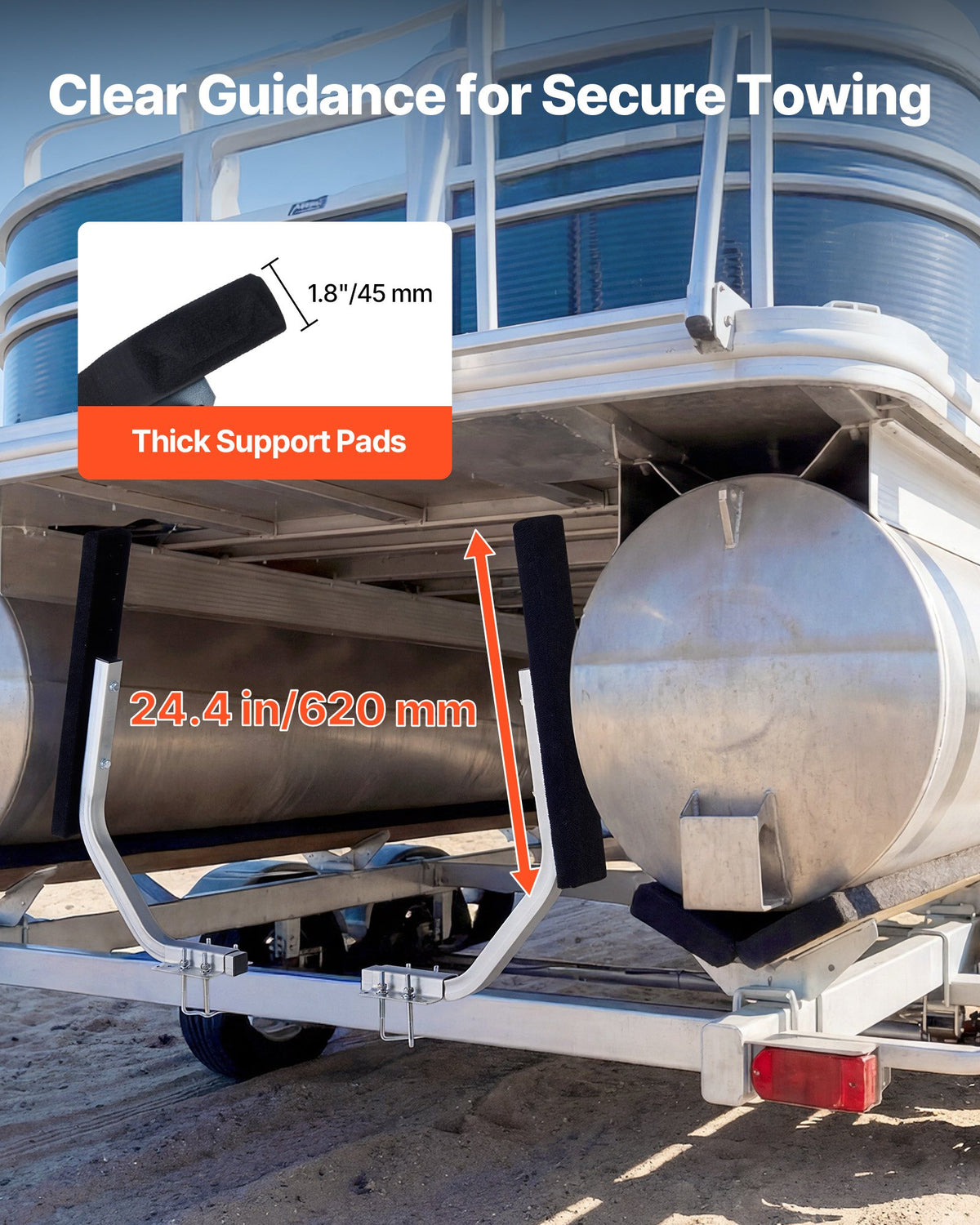 VEVOR Boat Trailer Guides, 1.2 in Adjustable Width Trailers Guide, 2PCS High-Hardness Steel Trailer Guide-Ons with Thick Support Pads, Fits L-Beam, Box or C-Channel Bunk-Style Pontoon Trailers - CTCDGCX24INCCMOSA001V0 - view 5