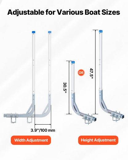 VEVOR Boat Trailer Guides, 30.5 in/47.5 in Height Guide Poles, 2PCS High-Hardness Steel Trailer Guide-Ons, Adjustable Guide Poles with PVC Pipes, for Ski Boats, Compact Fishing Boats, Small Sailboat - CTCDGDLX314867OH8001V0 - view 4