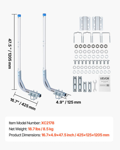 VEVOR Boat Trailer Guides, 30.5 in/47.5 in Height Guide Poles, 2PCS High-Hardness Steel Trailer Guide-Ons, Adjustable Guide Poles with PVC Pipes, for Ski Boats, Compact Fishing Boats, Small Sailboat - CTCDGDLX314867OH8001V0 - view 8