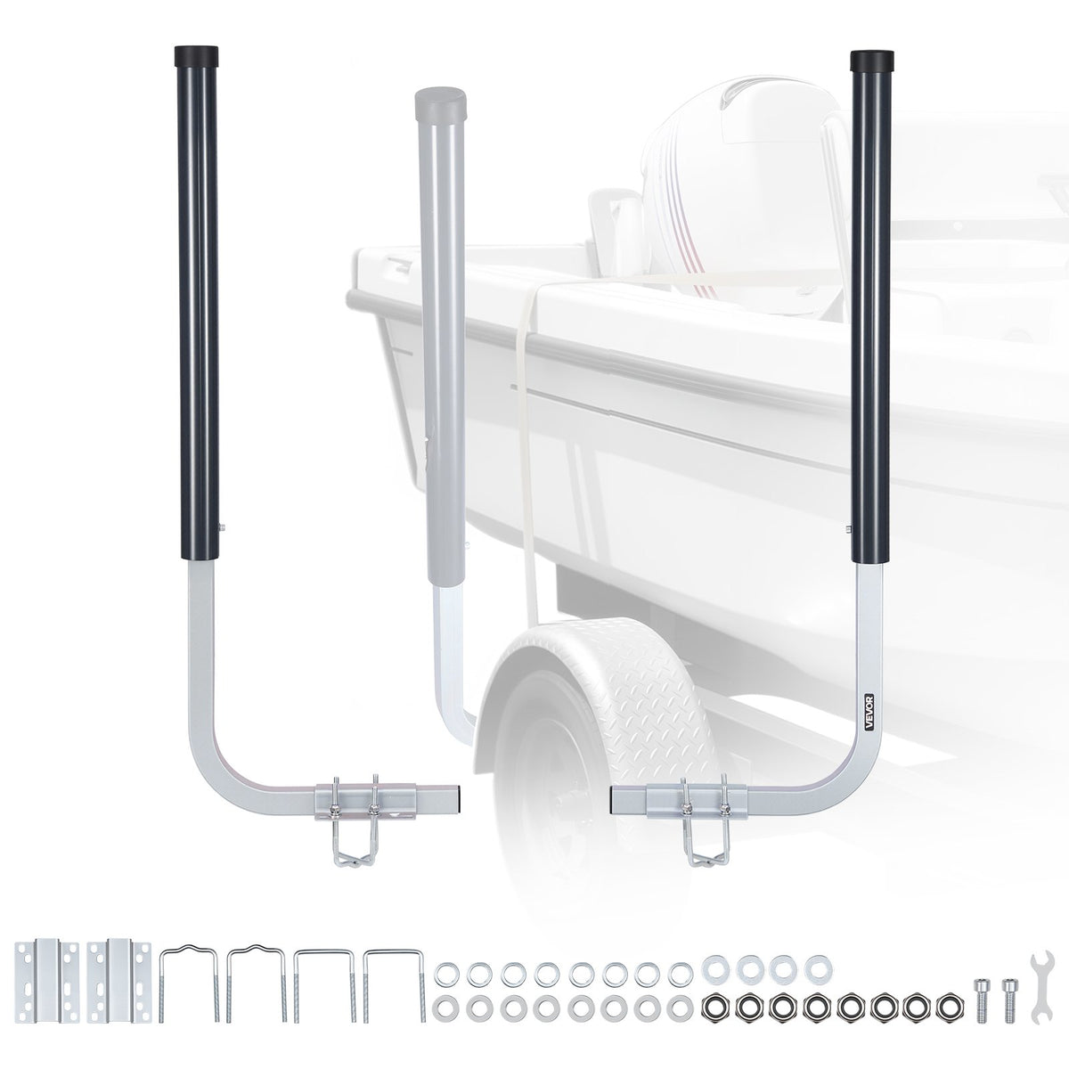 VEVOR Boat Trailer Guides, 40 in/48 in Height Guide Poles, 2PCS High-Hardness Steel Trailer Guide-Ons, Adjustable Guide Poles with PVC Pipes, for Ski Boats, Compact Fishing Boats, Small Sailboat - CTCDGDLX4048GH1J1001V0 - view 1