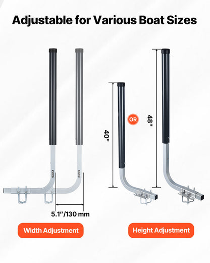 VEVOR Boat Trailer Guides, 40 in/48 in Height Guide Poles, 2PCS High-Hardness Steel Trailer Guide-Ons, Adjustable Guide Poles with PVC Pipes, for Ski Boats, Compact Fishing Boats, Small Sailboat - CTCDGDLX4048GH1J1001V0 - view 4
