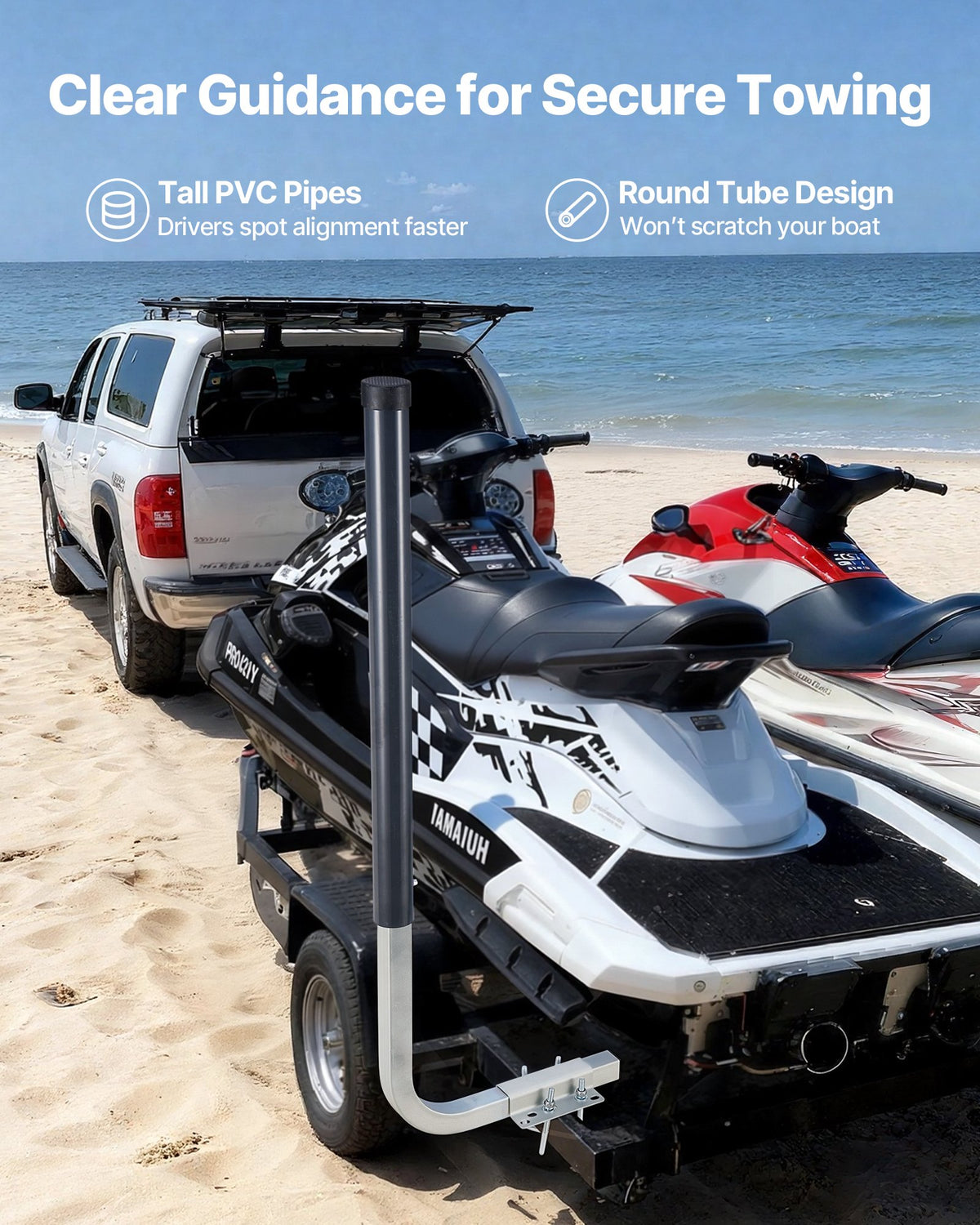 VEVOR Boat Trailer Guides, 40 in/48 in Height Guide Poles, 2PCS High-Hardness Steel Trailer Guide-Ons, Adjustable Guide Poles with PVC Pipes, for Ski Boats, Compact Fishing Boats, Small Sailboat - CTCDGDLX4048GH1J1001V0 - view 5