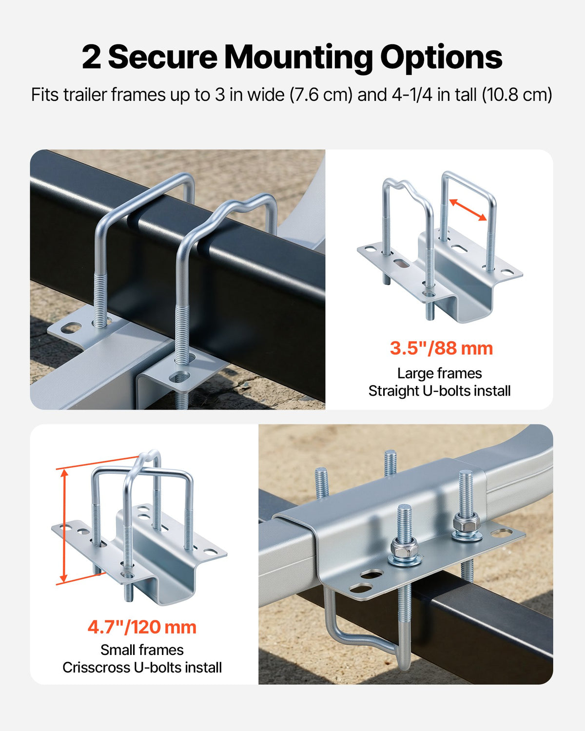 VEVOR Boat Trailer Guides, 40 in/48 in Height Guide Poles, 2PCS High-Hardness Steel Trailer Guide-Ons, Adjustable Guide Poles with PVC Pipes, for Ski Boats, Compact Fishing Boats, Small Sailboat - CTCDGDLX4048GH1J1001V0 - view 7