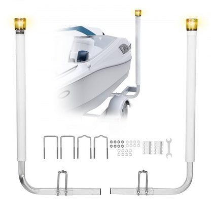 VEVOR Boat Trailer Guide, 46 in with LED Light Trailer Guide Poles, 2PCS High-Hardness Steel Guide-Ons, Wide Adjustable Trailers Guides with PVC Pipes, for Ski Boat, Fishing Boat or Sailboat Trailers - CTCDGDLXBS40N0BCN001Y3 - view 2