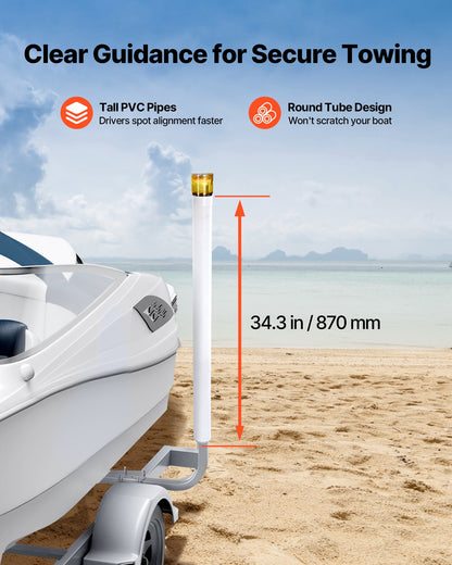 VEVOR Boat Trailer Guide, 46 in with LED Light Trailer Guide Poles, 2PCS High-Hardness Steel Guide-Ons, Wide Adjustable Trailers Guides with PVC Pipes, for Ski Boat, Fishing Boat or Sailboat Trailers - CTCDGDLXBS40N0BCN001Y3 - view 7