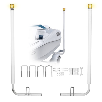 VEVOR Boat Trailer Guide, 65.7 in with LED Light Trailer Guide Poles, 2PCS High-Hardness Steel Guide-Ons, Wide Adjustable Trailers Guides with PVC Pipes, for Ski Boat, Fishing Boat, Sailboat Trailers - CTCDGDLXBS60WOR5F001Y3 - view 1