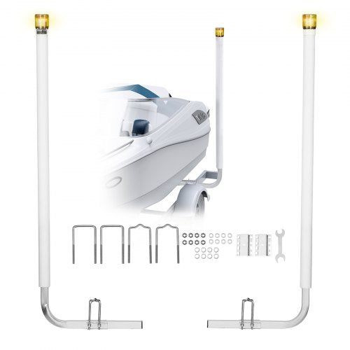 VEVOR Boat Trailer Guide, 65.7 in with LED Light Trailer Guide Poles, 2PCS High-Hardness Steel Guide-Ons, Wide Adjustable Trailers Guides with PVC Pipes, for Ski Boat, Fishing Boat, Sailboat Trailers - CTCDGDLXBS60WOR5F001Y3 - view 2