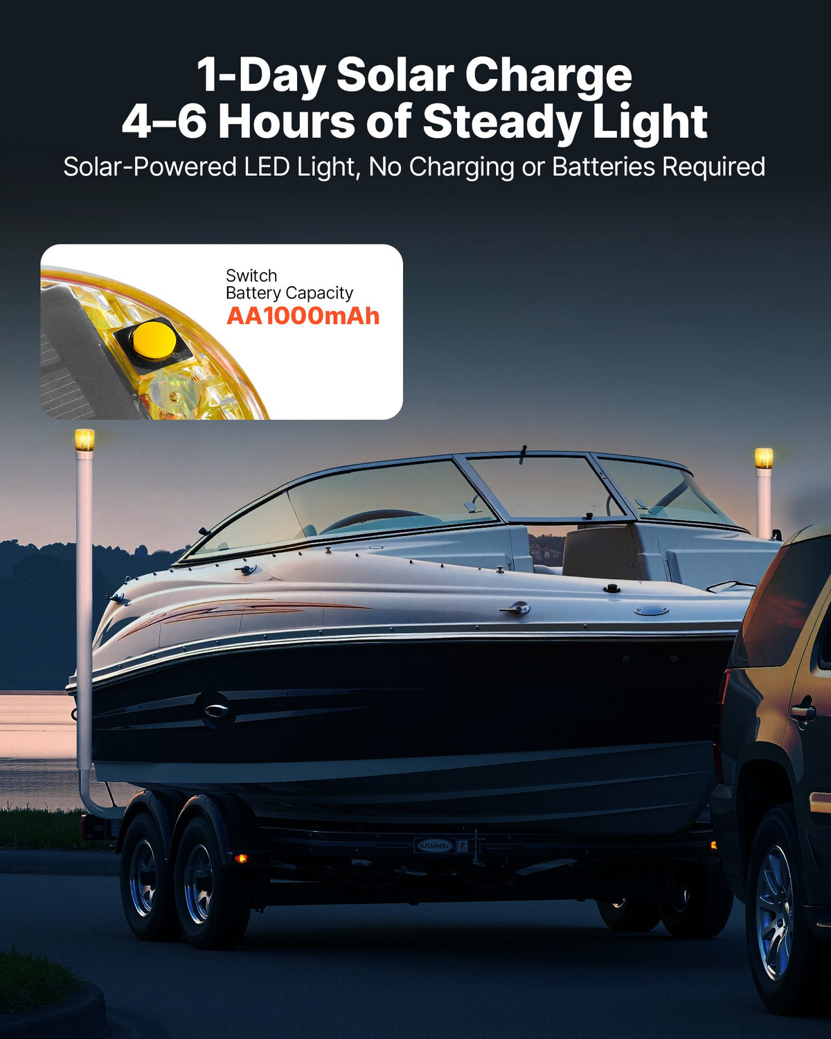VEVOR Boat Trailer Guide, 65.7 in with LED Light Trailer Guide Poles, 2PCS High-Hardness Steel Guide-Ons, Wide Adjustable Trailers Guides with PVC Pipes, for Ski Boat, Fishing Boat, Sailboat Trailers - CTCDGDLXBS60WOR5F001Y3 - view 4