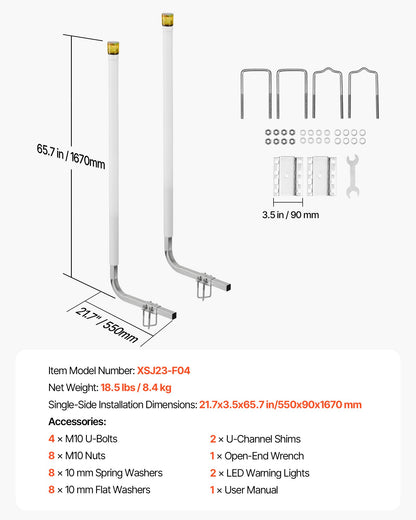VEVOR Boat Trailer Guide, 65.7 in with LED Light Trailer Guide Poles, 2PCS High-Hardness Steel Guide-Ons, Wide Adjustable Trailers Guides with PVC Pipes, for Ski Boat, Fishing Boat, Sailboat Trailers - CTCDGDLXBS60WOR5F001Y3 - view 8