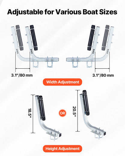 VEVOR Boat Trailer Guides, 18.5 in/20.5 in Height Adjustable Trailers Guide, 2PCS Thickened High-Duty Steel Trailer Guide-Ons with Smooth Roller Guidance, for V-Hull Boats, Small to Mid-Size Boats - CTCDGLXLX1852M1UF001V0 - view 4