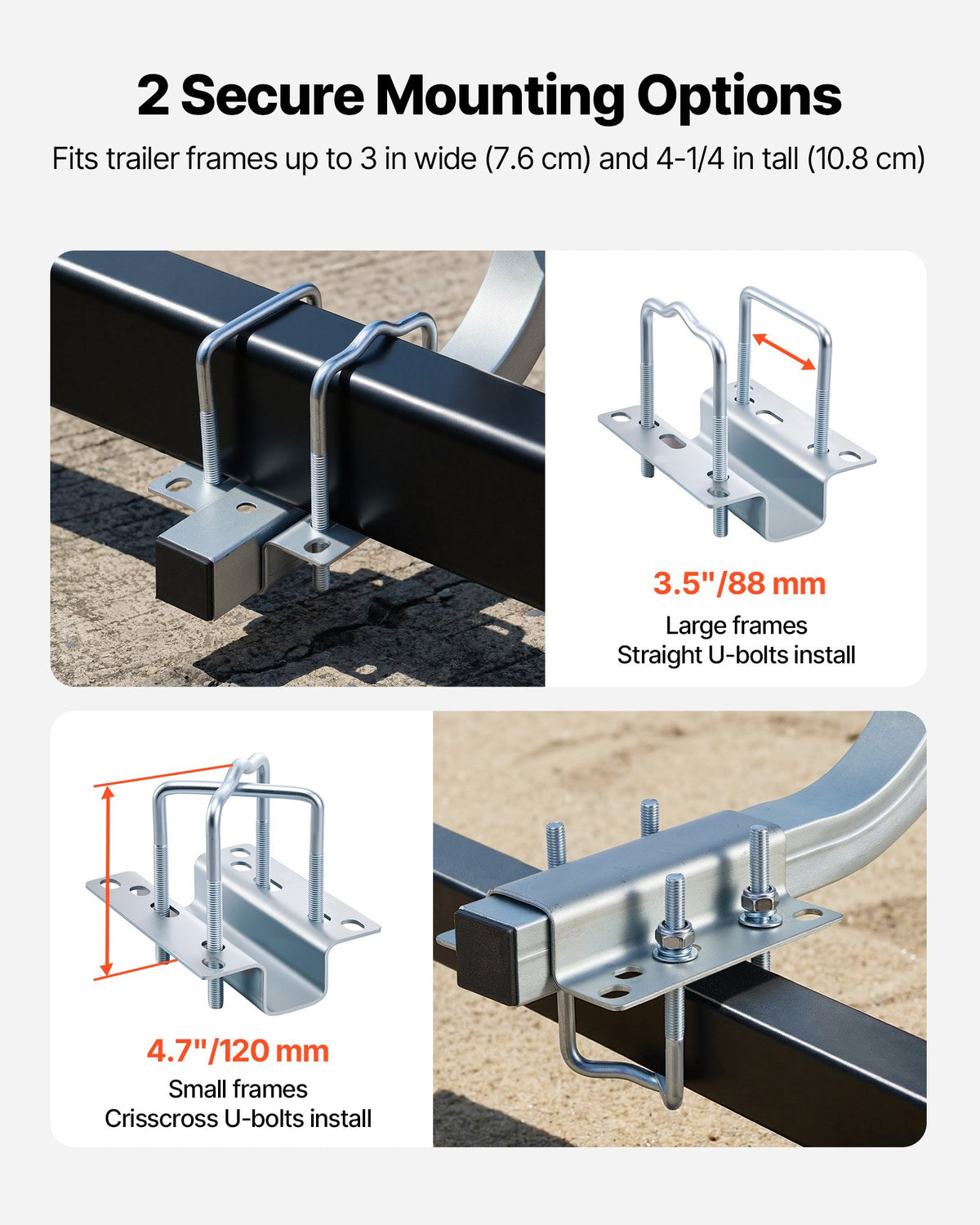 VEVOR Boat Trailer Guides, 18.5 in/20.5 in Height Adjustable Trailers Guide, 2PCS Thickened High-Duty Steel Trailer Guide-Ons with Smooth Roller Guidance, for V-Hull Boats, Small to Mid-Size Boats - CTCDGLXLX1852M1UF001V0 - view 7
