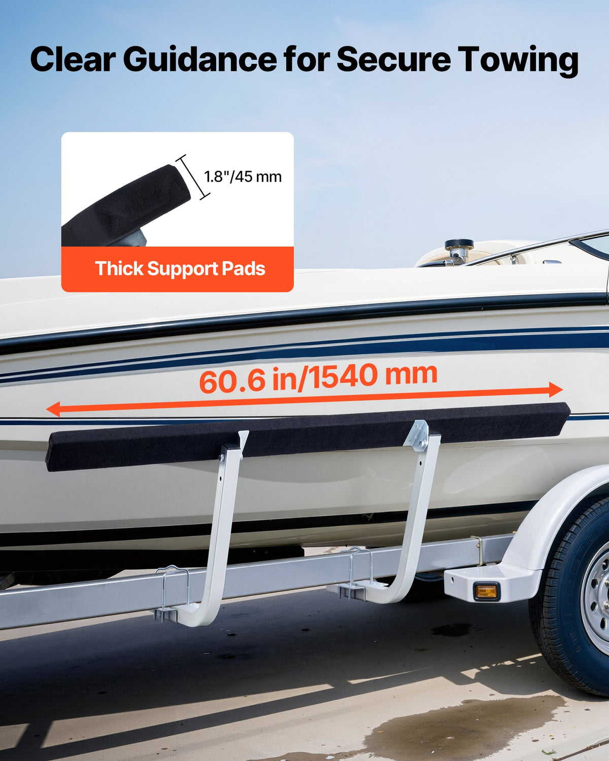 VEVOR Boat Trailer Guides, 16.7 in/18.7 in Height Adjustable Trailers Guide, 2PCS Thickened Steel Trailer Guide-Ons with Thick Support Pads, Fits L-Beam, Box or C-Channel Bunk-Style Pontoon Trailers - CTCDGSTX60IN2PCRM001V0 - view 5