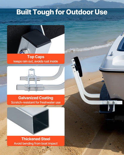 VEVOR Boat Trailer Guides, 16.7 in/18.7 in Height Adjustable Trailers Guide, 2PCS Thickened Steel Trailer Guide-Ons with Thick Support Pads, Fits L-Beam, Box or C-Channel Bunk-Style Pontoon Trailers - CTCDGSTX60IN2PCRM001V0 - view 6