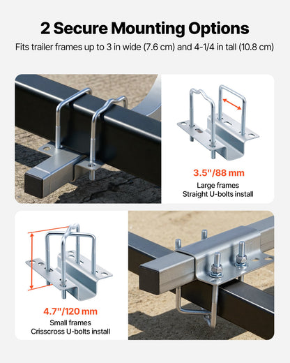 VEVOR Boat Trailer Guides, 16.7 in/18.7 in Height Adjustable Trailers Guide, 2PCS Thickened Steel Trailer Guide-Ons with Thick Support Pads, Fits L-Beam, Box or C-Channel Bunk-Style Pontoon Trailers - CTCDGSTX60IN2PCRM001V0 - view 7