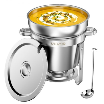 VEVOR 1 Pack Soup Chafer, Chafing Dish for Buffet Set, 11QT Stainless Steel, Catering Marmite for Banquet Party Wedding, Round Buffet Server and Soup Warmer, with Pot, Ladle, and Fuel Holder - CTCLYS1JT11QBSHG1001V0 - view 2