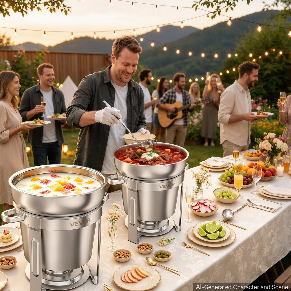 VEVOR 1 Pack Soup Chafer, Chafing Dish for Buffet Set, 11QT Stainless Steel, Catering Marmite for Banquet Party Wedding, Round Buffet Server and Soup Warmer, with Pot, Ladle, and Fuel Holder - CTCLYS1JT11QBSHG1001V0 - view 9