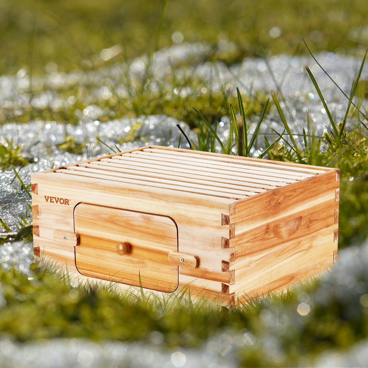 VEVOR Bee Hive Deep Box Starter Kit, 100% Beeswax Coated Natural Fir Wood, Langstroth Beehive Kit with 10 Frames and Foundations, Transparent Acrylic Bee Windows for Beginners and Pro Beekeepers - CTFXSMSHX1109SC61V0 - view 9
