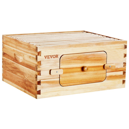 VEVOR Bee Hive Deep Box Starter Kit, 100% Beeswax Coated Natural Fir Wood, Langstroth Beehive Kit with 10 Frames and Foundations, Transparent Acrylic Bee Windows for Beginners and Pro Beekeepers - CTFXSMSHX1109SC61V0 - view 10
