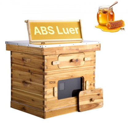 VEVOR Bee Hive 20 Frame Bee Hives Starter Kit, Beeswax Coated Fir Wood, 1 Deep + 1 Medium Bee Boxes Langstroth Beehive Kit, Transparent Acrylic Windows with Foundations for Beginners Pro Beekeepers - CTFXSMSHX1ZHAS36XV0 - view 2