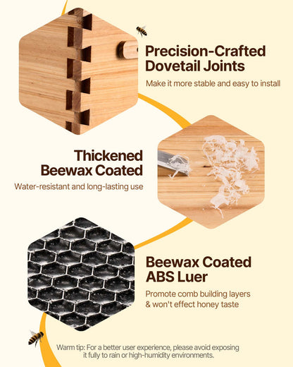 VEVOR Bee Hive 20 Frame Bee Hives Starter Kit, Beeswax Coated Fir Wood, 1 Deep + 1 Medium Bee Boxes Langstroth Beehive Kit, Transparent Acrylic Windows with Foundations for Beginners Pro Beekeepers - CTFXSMSHX1ZHAS36XV0 - view 4