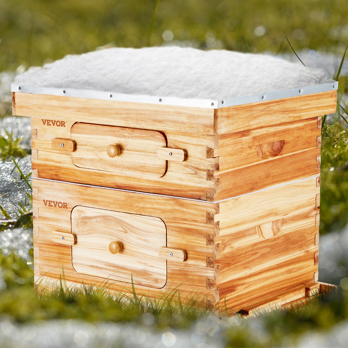 VEVOR Bee Hive 20 Frame Bee Hives Starter Kit, Beeswax Coated Fir Wood, 1 Deep + 1 Medium Bee Boxes Langstroth Beehive Kit, Transparent Acrylic Windows with Foundations for Beginners Pro Beekeepers - CTFXSMSHX1ZHAS36XV0 - view 9
