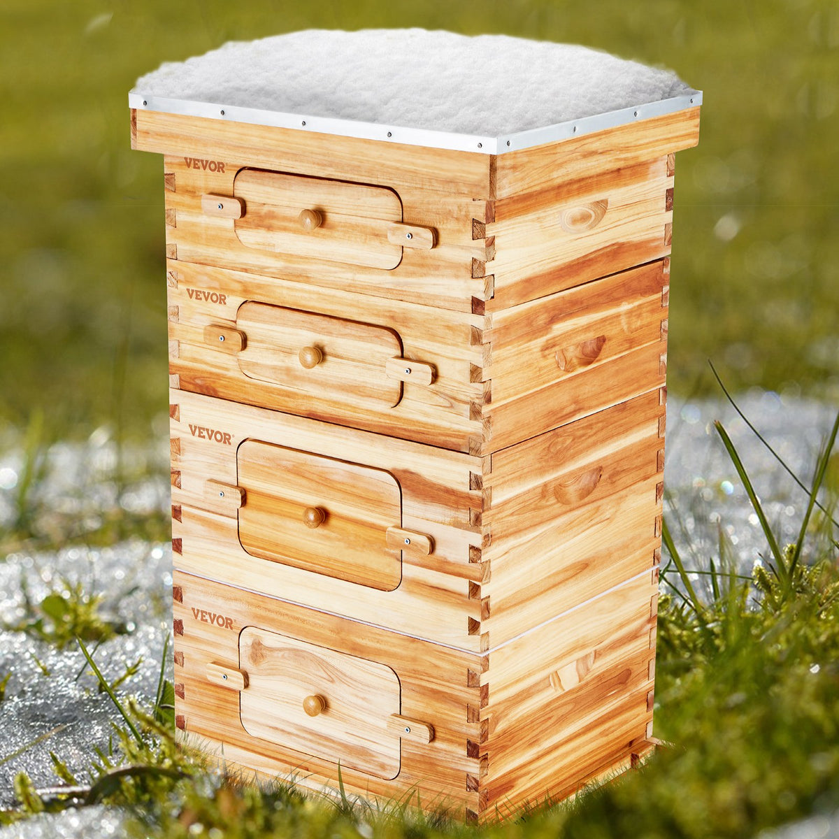VEVOR Bee Hive 40 Frame Bee Hives Starter Kit, Beeswax Coated Fir Wood, 2 Deep + 2 Medium Bee Boxes Langstroth Beehive Kit, Transparent Acrylic Windows with Foundations for Beginners Pro Beekeepers - CTFXSMSHX2ZH12ZO0V0 - view 9
