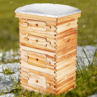 VEVOR Bee Hive 40 Frame Bee Hives Starter Kit, Beeswax Coated Fir Wood, 2 Deep + 2 Medium Bee Boxes Langstroth Beehive Kit, Transparent Acrylic Windows with Foundations for Beginners Pro Beekeepers - CTFXSMSHX2ZH12ZO0V0 - view 9