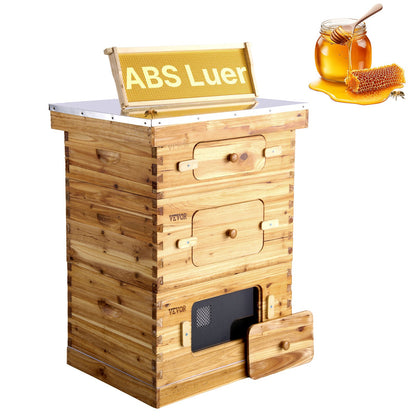 VEVOR Bee Hive 30 Frame Bee Hives Starter Kit, Beeswax Coated Fir Wood, 2 Deep + 1 Medium Bee Boxes Langstroth Beehive Kit, Transparent Acrylic Windows with Foundations for Beginners Pro Beekeepers - CTFXSMSHX2ZHGHAL4V0 - view 1