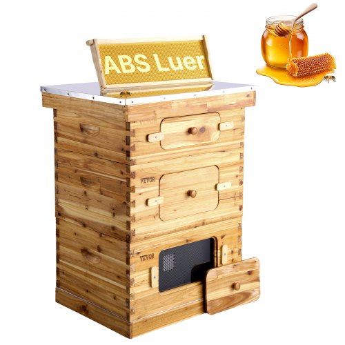 VEVOR Bee Hive 30 Frame Bee Hives Starter Kit, Beeswax Coated Fir Wood, 2 Deep + 1 Medium Bee Boxes Langstroth Beehive Kit, Transparent Acrylic Windows with Foundations for Beginners Pro Beekeepers - CTFXSMSHX2ZHGHAL4V0 - view 2
