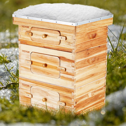 VEVOR Bee Hive 30 Frame Bee Hives Starter Kit, Beeswax Coated Fir Wood, 2 Deep + 1 Medium Bee Boxes Langstroth Beehive Kit, Transparent Acrylic Windows with Foundations for Beginners Pro Beekeepers - CTFXSMSHX2ZHGHAL4V0 - view 9