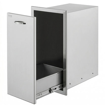 VEVOR Pull Out Trash Drawer 13.6Wx26Hx19.3D Inch Lower Sliding Rails Stainless Steel Roll Out Trash Bin Pull Out Tray Outdoor Kitchen Trash Drawer with Handle for BBQ Island Grill Station No Trash Can - CTGXHGLJG00000001V0 - view 1